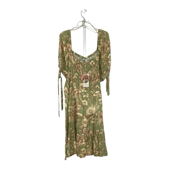 AGUA BENDITA x Target Green Floral Short Sleeve Smocked Mini Dress XXL Blogger - Picture 12 of 14